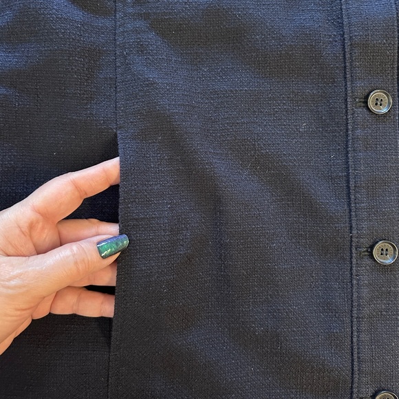 Classic TALBOTS Women's L Long-Sleeved Button-Down Large-Weave Navy Shirt-Jacket - Picture 10 of 10